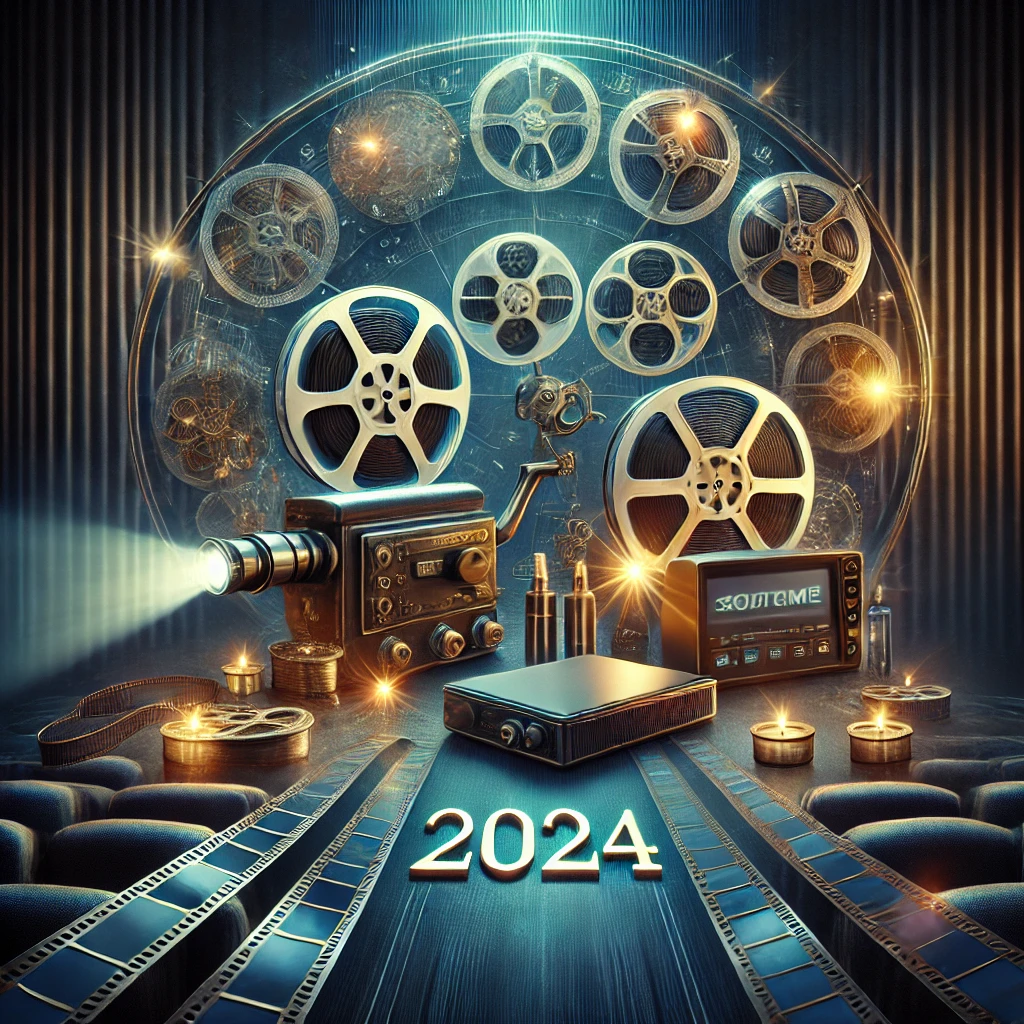 DALL·E-2025-02-03-17.40.38-A-cinematic-themed-feature-image-for-a-2024-movie-and-TV-series-retrospective-article.-The-image-should-include-a-stylish-arrangement-of-film-reels-a.webp